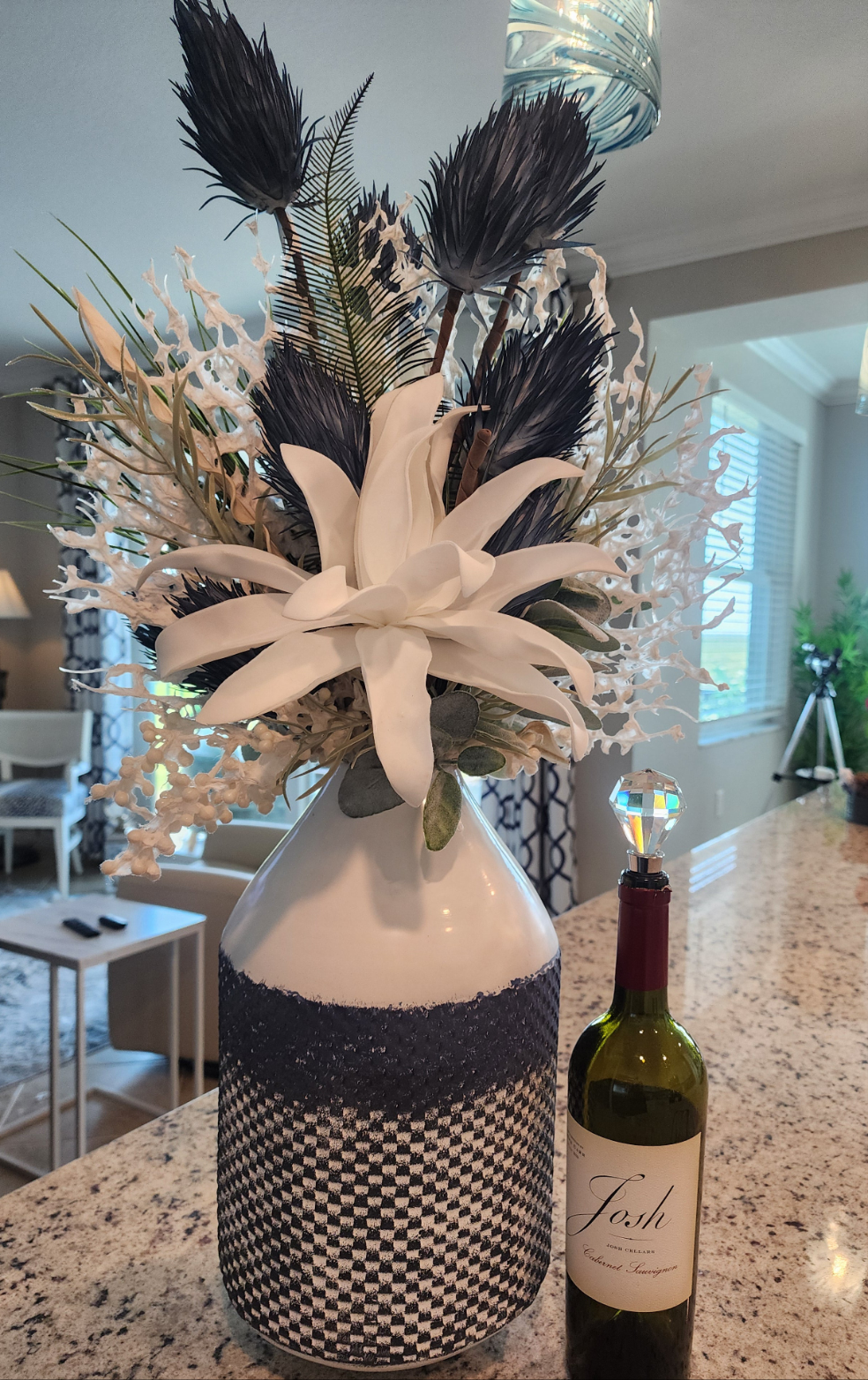 Coastal blue metal vase 3