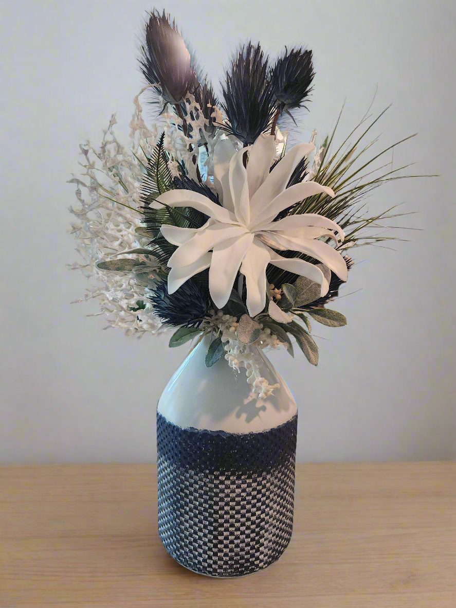 Coastal blue metal vase 3