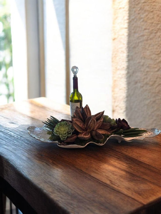 PATE - Elegant Silver tray with Succulents