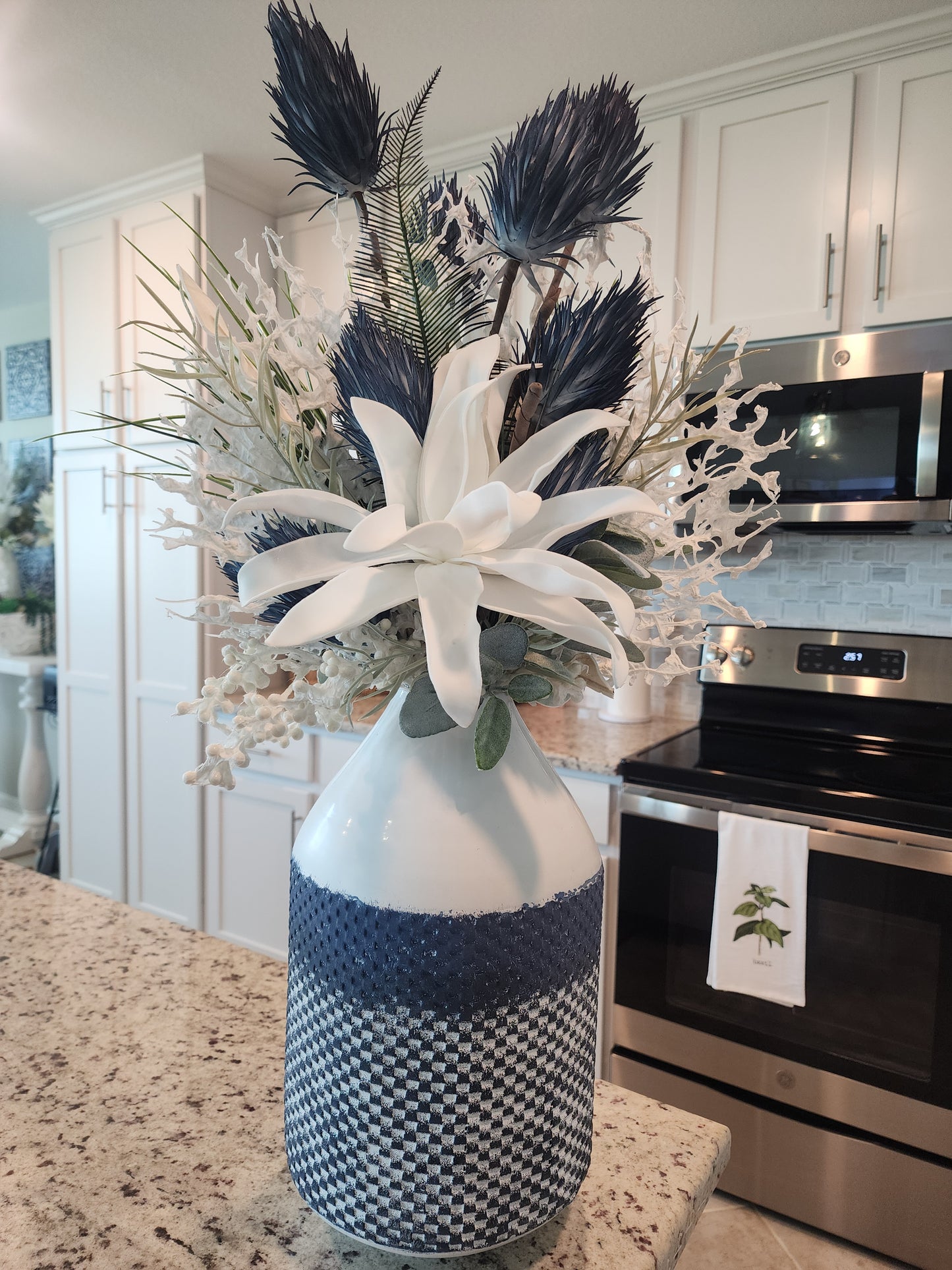 Coastal blue metal vase 3