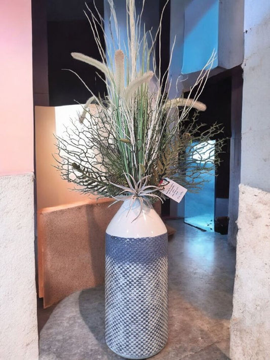 Tall Metal Vase with Coastal Flair