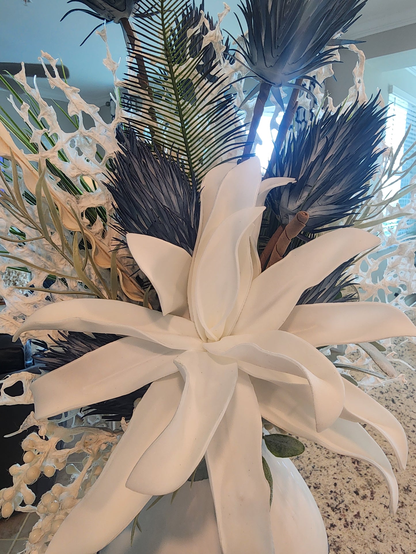 Coastal blue metal vase 3
